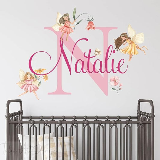 Custom Name Fairy Wall Decals - Whimsical Nursery Decor, Peel-and-Stick Wall Stickers for Kids Rooms, Bedrooms & Playrooms