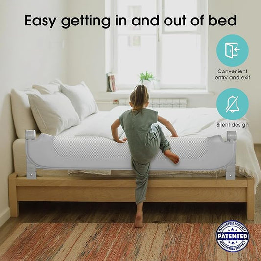 Baby Bed Rail Guard for Toddlers - 70" Toddler Bed Rails for Twin, Full, Queen, King Bunk Size Bed Swing Down Bedrail Extral Tall Child Safety Side Railing Guards for Kids Gray