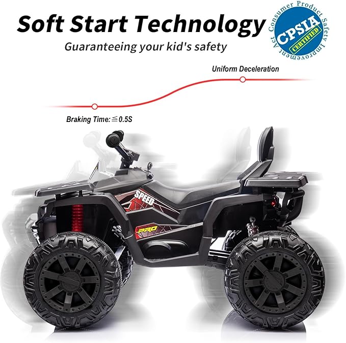Kids ATV 4 Wheeler, 24V Ride On Toys Car for Big Kids with 400W Motor, 2 Seater - White