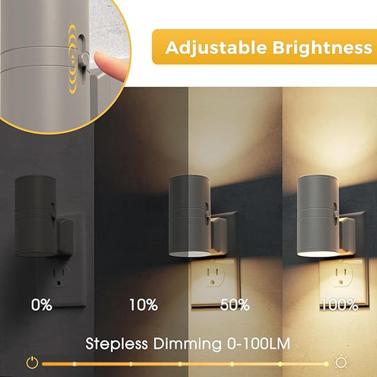 L LOHAS LED Night Light Plug in, 2 Pack, Night Lights Plug into Wall, Light Sensor, Cement Gray Housing, Soft White Nightlight, 3000K 100LM Dimmable Nightlights for Hallway Bedroom Stairway
