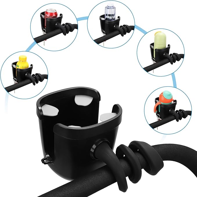 Accmor Stroller Cup Holder, Universal Cup Holder for Uppababy Nuna Doona Strollers, Bottle Drinks Holder for Wheelchair, Walker, Bike, Scooter