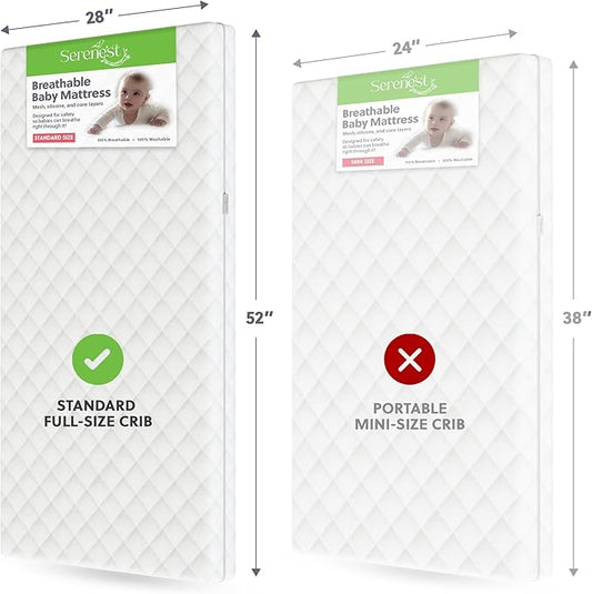 Breathable Baby Crib Mattress & Toddler Bed – Fully Washable | Patented 5” NestAir Core with HexCloud Gel Technology | Waterproof Side | Safe Sleep for Infants | Non-Toxic | Standard Size