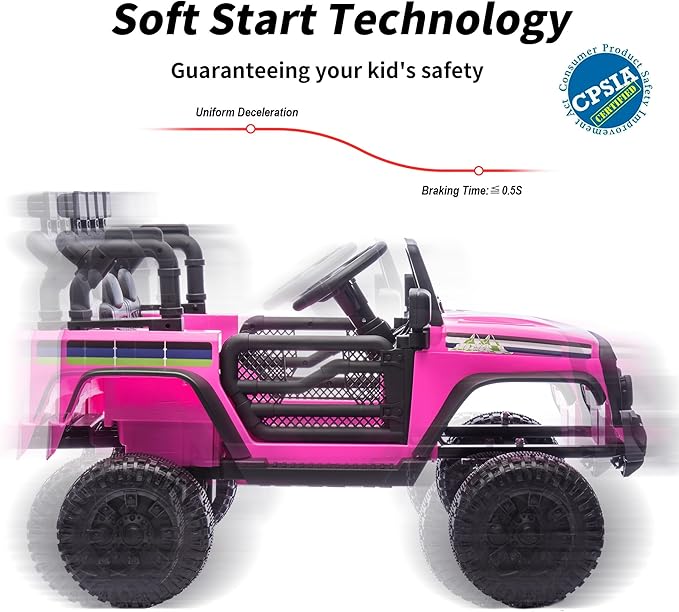 24V Kids Ride on Toy, Kids Electric Vehicles Car Ride on Car Truck for Toddlers 3-5 with Remote Control, 2x200W Motor - Pink