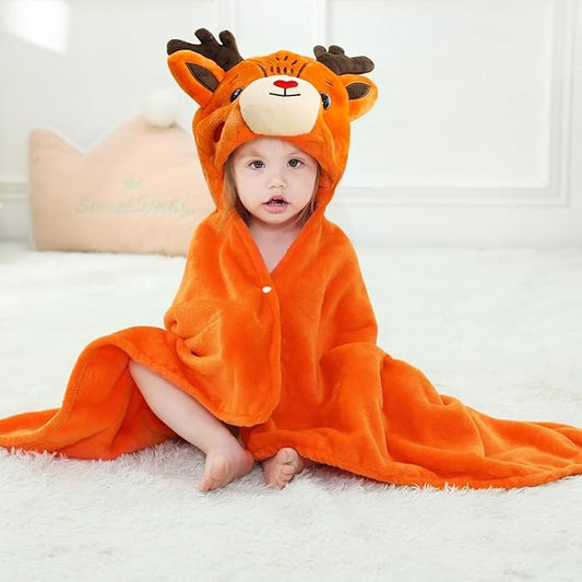 Wearable Blanket Hoodie for Kids Toddlers Hooded Towels Soft Cozy Wearable Throw Blanket Hoodie for Boys Girls