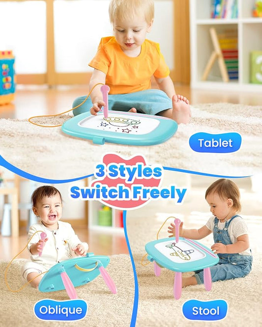 Seimome Magnetic Drawing Board, Toddler Girl Toy for 1-3 Year Old, Doodle Board Pad Learning and Educational Kids Toy for 1 2 3 Year Old Baby Birthday - Mint Blue