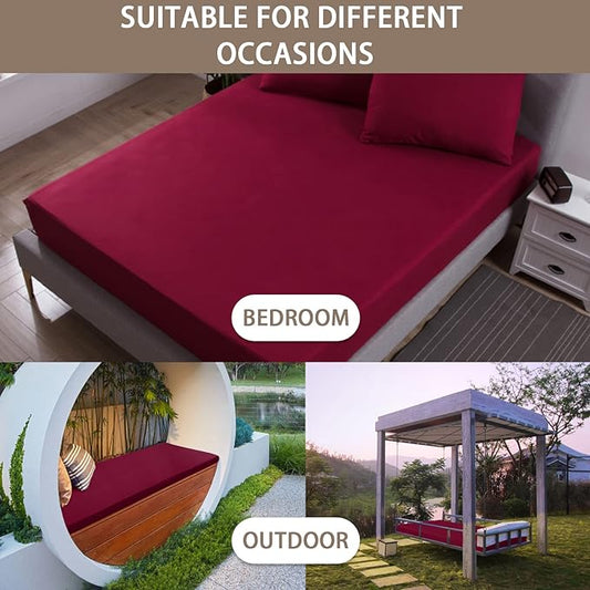 Mecerock Mattress Protector, Breathable and Soft Waterproof Mattress Protector, Mattress Cover, Wine Red King Mattress Cover