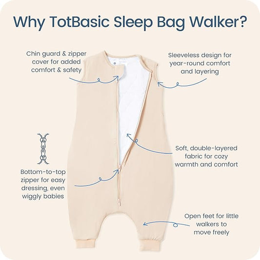 Toddler Sleep Sack with Feet, 1.0 TOG Baby Sleeping Bag with Legs, Oversized Wearable Blanket for 2T, 3T, 4T Walkers