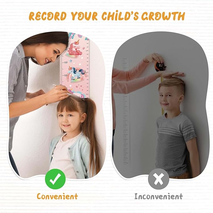 Woodemon Personalize Name Growth Chart for Kids, Unicorn Kids Growth & Measuring Chart, Growth Chart for Wall, Height Measure Wall Chart Bedroom Nursery Wall Decoration,Playroom Essentials