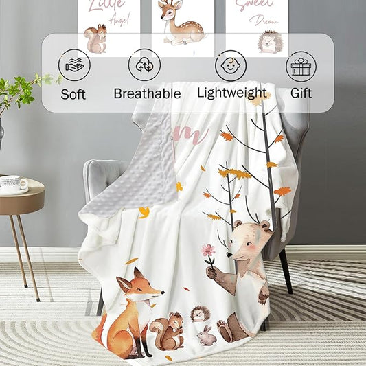 Personalized Baby Crib Bedding Set: 4 Piece Custom Gift Crib Bed Set with Name - Fox Sika Deer Design, Nursery Bedding Set for Baby Girls,Newborn Girls Crib Sets, Crib Bedding Shower Gifts