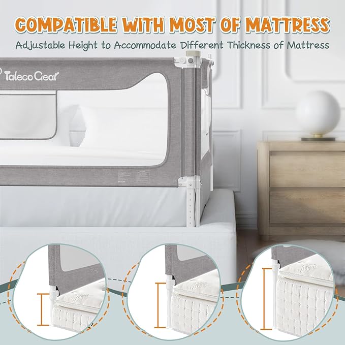 G TALECO GEAR Bed Rail for Toddlers, Stable Protective Bed Side Rails, Baby Bedrail Guard for Twin Full Queen & King Size Bed ((3 Sides for King Size) 78.74x78.74x74.8 Inch)