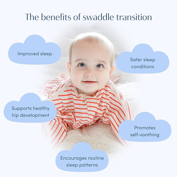 SleepingBaby Zipadee-Zip Transition Swaddle - Cozy Baby Swaddle Blanket with Zipper Convenience - Roomy Wearable Blanket for Easy Diaper Changes - Stripes Strawberry/Cream, X-Small (3-6 Month)