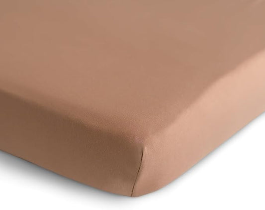 mushie Stretchy & Soft Mini Crib Sheet | Fitted 24" x 38" (Natural)