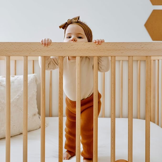 dadada Baby Soho 3-in-1 Convertible Wooden Crib to Toddler Bed - Made in Italy, GREENGUARD Gold Certified, Baby-Safe Finish, Handcrafted Beechwood, Modern Design, 3 Adjustable Heights (Natural)
