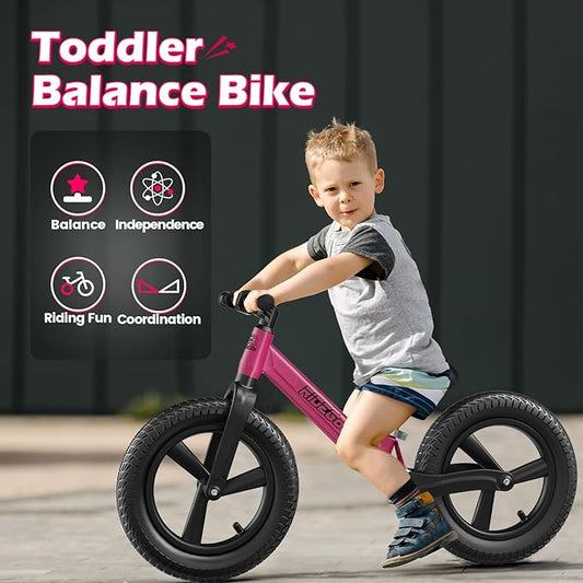 Ridego 14 Inch Balance Bike for Kids 3-6 Year Old,Lightweight Kids Bike with Adjustable Seat, Push Bicycle with Air Rubber Tires,Ride-on Toys Birthday Gift