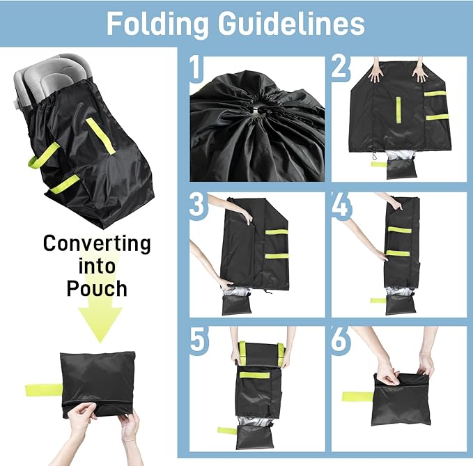 DMS PROTECTOR Car Seat Travel Bag for Airplane, Water-Resistant Gate Check Bag with Adjustable Carry Straps, Universal Fit, Durable Carseat Cover For Airplane Travel, Black