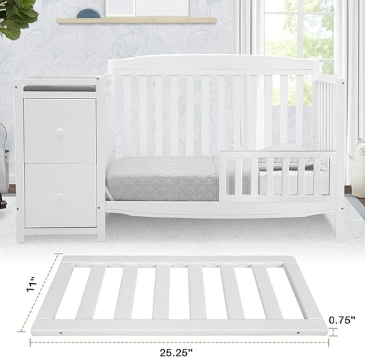 Toddler Safe Guardrail Compatible with Delta Children Convertible Crib, Crib Rail for Prevent Toddler from Rolling Off The Bed, White