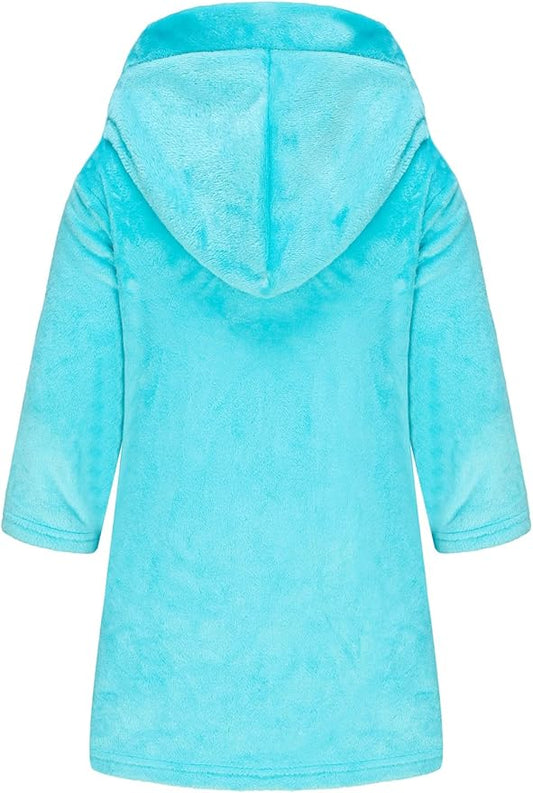 Boys Girls Robe Kids Flannel Hooded Bathrobe Sleepwear Pajamas Toddler Soft Plush Robes for Girls 2-16 Years