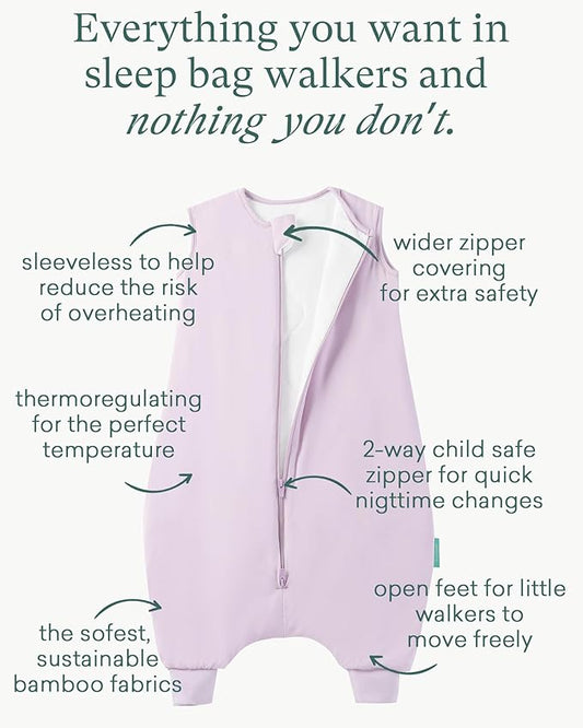 PurComfy Supersoft Toddler Sleep Sack with Feet 1.0 TOG Premium Bamboo Viscose Sleep Bag Walker with Legs 12-18-24-2t-4t-5t