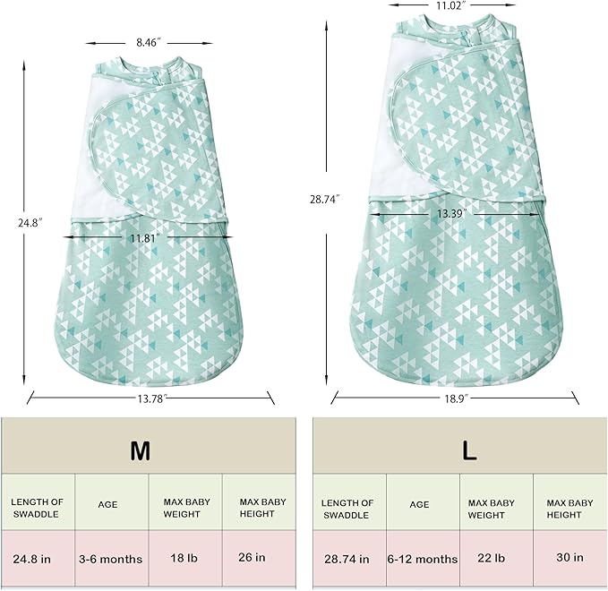 Sleepsack Swaddle,Sleep Sack 6-12 Months,Adjustable Wearable Transition Blanket,Miracle Swaddles for Babies Large,100% Cotton(Green)