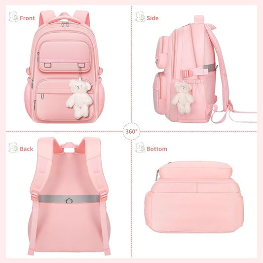 KBTYE School Backpack for Kids Girls Cute Travel Backapck for College Women Men Casual Laptop Bookbag for Teen Student(Pink)