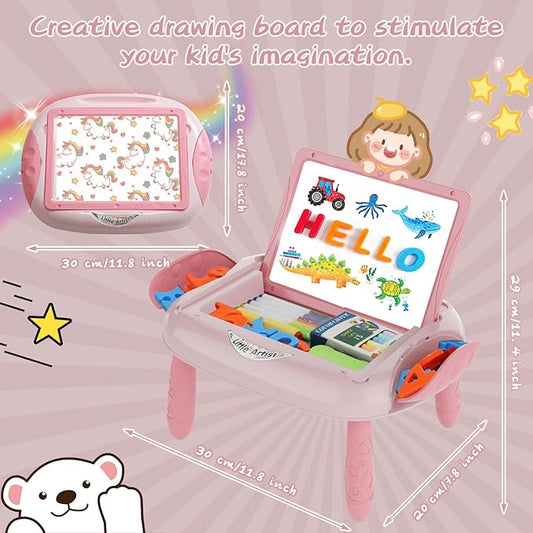 Gifts for 1-2 Year Old Girls,Toddlers Toys with Magnetic Letters and Numbers, Art Easel for Kids 1 2 Year Old, Girl Birthday Christmas Gifts (Pink)