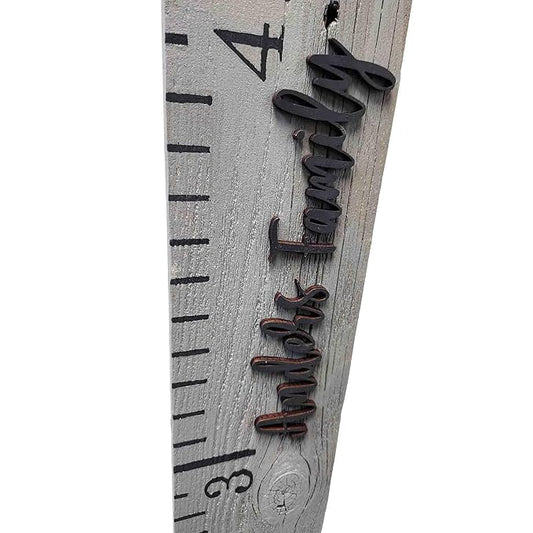 Rockin' Wood Custom Name Growth Chart for Kids Made from Reclaimed Rustic Wood - Hand Painted No Vinyl (Painted Grey)