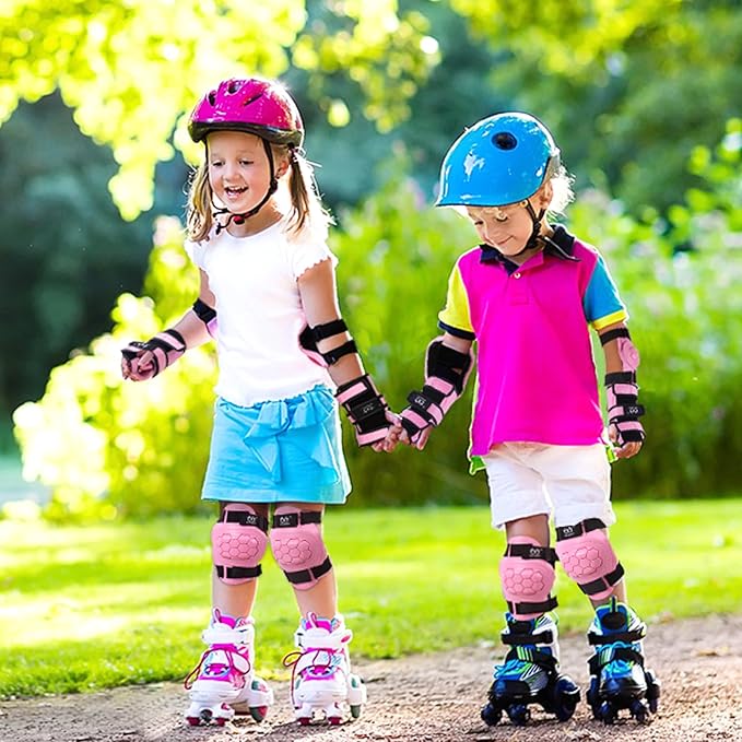 TXJ Sports Elbow and Knee Pads Kids with Wrist Guards Protective Gear for Skateboard Roller Skating Biking Skating Inline Skates Longboarding Derby Riding Scooter