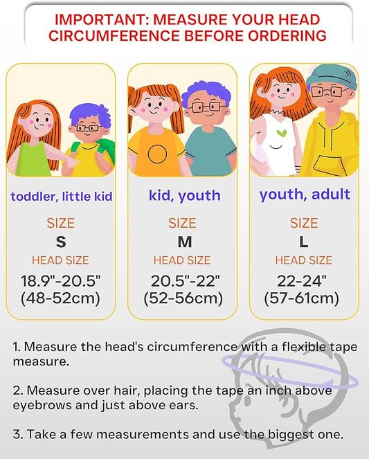 Kids Bike Helmet, Adjustable and Multi-Sport, from Toddler to Youth, 3 Sizes