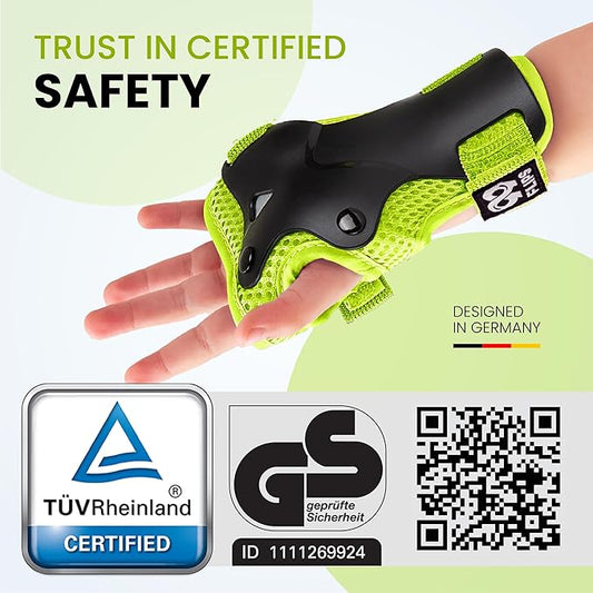 99FLIPS Knee Pads for Kids 3-12 Years - 6pcs Complete Set Certified by TÜV Rheinland - Knee Pads Elbow Pads and Wrist Guards for Kids and Toddler - Skateboard Roller Skates Scooter
