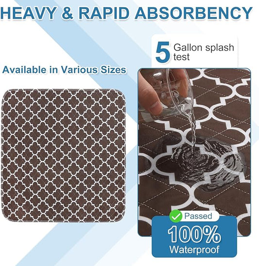 OUTCREATOR® Washable Bed Pads 34" x 36" (Pack of 4), Incontinence Mattress Protector, Anti-Slip Waterproof Underpads for Adults Kids Elderly Pets, Absorbency & Reusable Bedwetting Pads (Dark Brown)