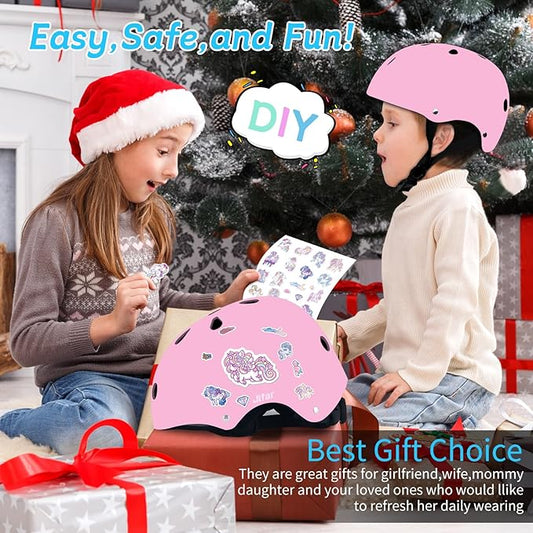 Adjustable Gradient Color Kids/Toddler Bike Helmet for 1-2-3-5-8-14 Years Boys Girls,Skateboard Helmet with Knee and Elbow Pads Wrist Guard Roller Skates,Cycling,Skating Scooter Longboard