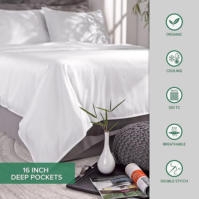 Pure Bamboo King Sheets, Genuine 100% Organic Viscose Derived from Bamboo Bed Sheet Set, Luxuriously Soft & Cooling, Double Stitching, 2 Year Quality Promise (King, Pesto)