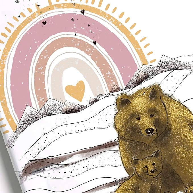 JumpOff Jo - Fitted Mini Crib Sheet for Portable Crib, Playard, and Playpen Mattresses and Mats, Super Soft 100% Cotton, 24 in. x 38 in. - Rainbow Bears