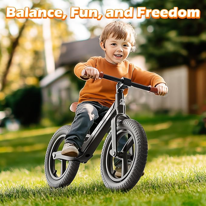 Ridego 14 Inch Balance Bike for Kids 3-6 Year Old,Lightweight Kids Bike with Adjustable Seat, Push Bicycle with Air Rubber Tires,Ride-on Toys Birthday Gift