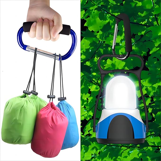 3PCS Stroller Hooks,5.2'' Large Carabiner Clip - Carabiner Large, Baby Stroller Hooks for Hanging Bags, Stroller Accessories(Purple)