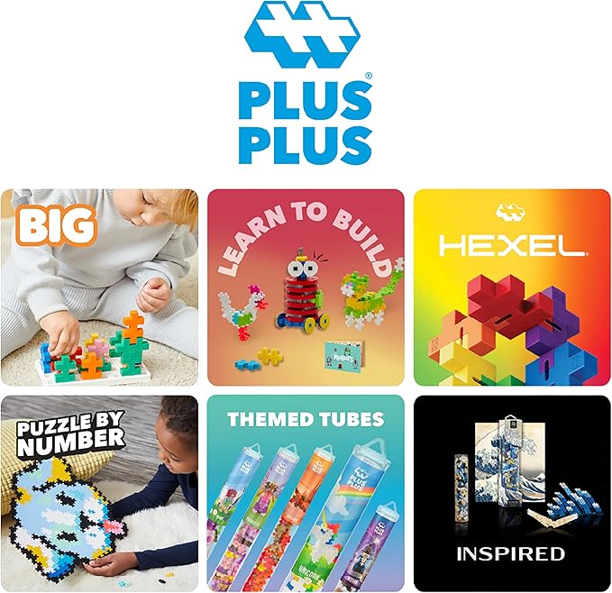 PLUS PLUS 240 Piece Interlocking Building Blocks for Kids, Open Ended Connecting Toys, Stem Bin Classroom Mini Manipulatives - Jungle Mix Play Tube