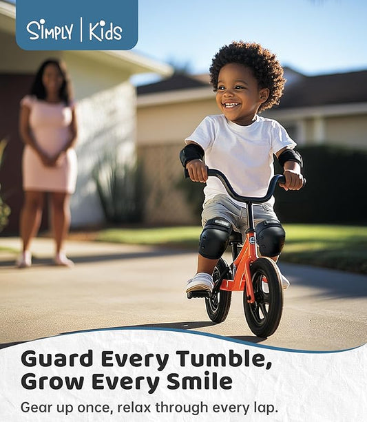 Simply Kids Knee and Elbow Pads with Wrist Guards, HardSoft Pad Tech. - CPSIA Certified Protective Gear Set - Inline Roller Skate Skateboard Bike Knee Pads for Kids Child Girls Boys Toddler Youth