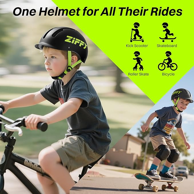 ZIFFY Kids/Toddler Bike Helmet, Adjustable, Lightweight, Safety Certified Scooter Helmet for Boys & Girls with Washable Inner Lining, 2 Sizes, 4 Colors – Fits Toddlers to Youth by Jova
