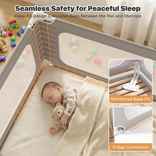 MagicFox 3 Piece King Size Bed Rail for Toddlers, Upgraded Height Adjustable Baby Bed Rail Guard, Thickened Child Safety Bed Rails for King Size Beds (78.7"x78.7"x74.8" Gray)