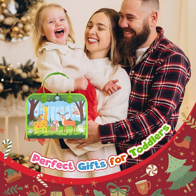 Busy Board Montessori Toys for 4 Years Old, Busy Books for Toddlers, Sensory Board Quiet Book Educational Activity Book for Toddlers 4-5, Toddler Travel Toys for Plane Car, Gifts for Boys Girl (Green)
