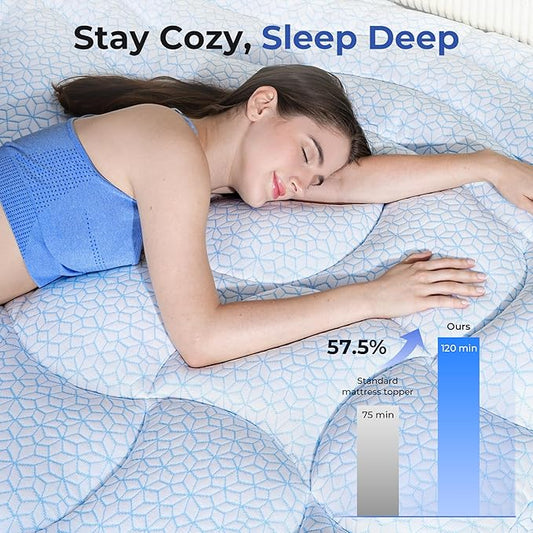 Dual Layer 4 Inch Cooling Memory Foam Mattress Topper King Size, 2 Inch Thick Soft Quilted Ice Silk Pillow Top Cover Plus 2 Inch Gel Memory Foam Mattress Pad for Back Pain Relief