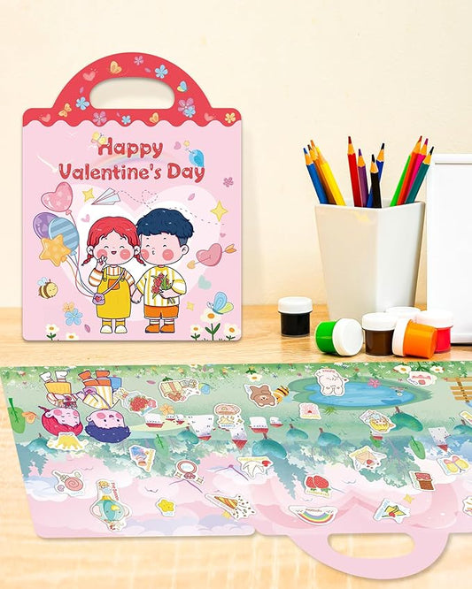 Benresive Reusable Sticker Books for Toddlers, Fun Travel Stickers for Kids, Toddler Sticker Book, Crafts Activities for Toddlers, 3 and Up Birthady Gifts - Valentines