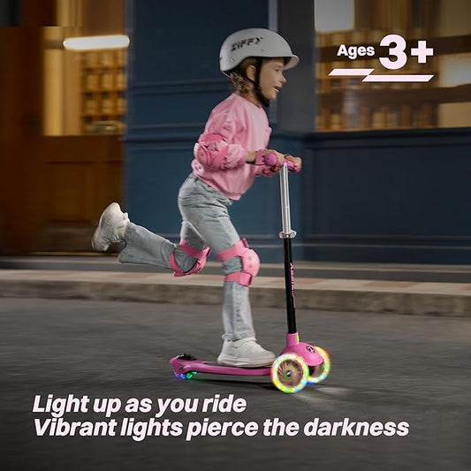 ZIFFY Multicolor 3 Wheel Scooter for Kids 3-5, Toddler Kick Scooters with LED Light-Up Wheels for Boys and Girls, 5 Adjustable Height and Lean-to-Steer Design, Support up to 110 lbs by JOVA
