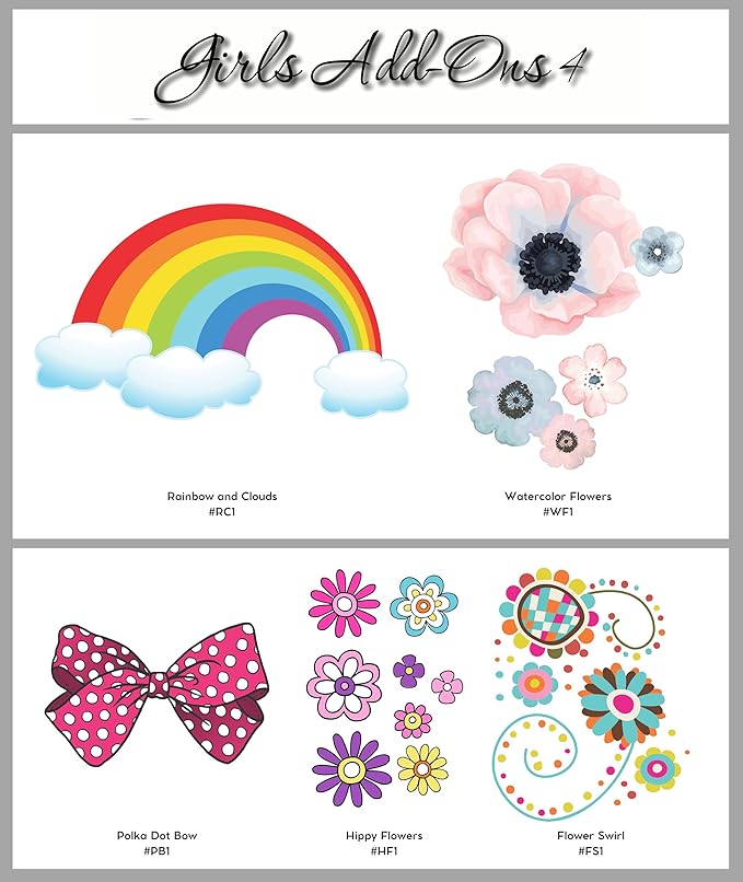 Decor Designs Decals Nursery Girls Personalized Custom Name Vinyl Wall Art Decal Sticker, Bedroom Baby and Childrens Decor, (Multiple Size Choices) (Name with Initial)