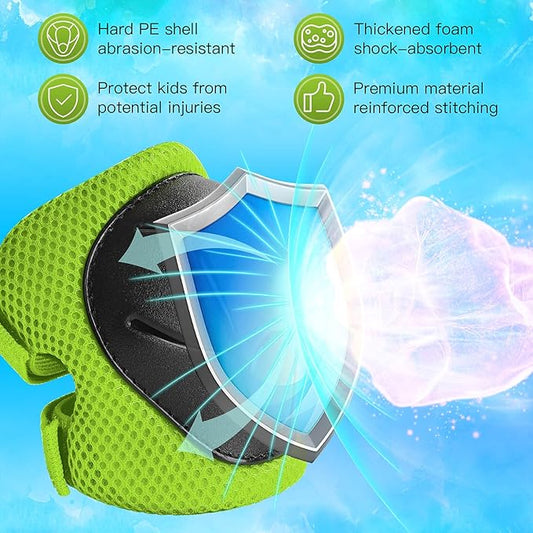 Kids Protective Gear Set Knee Pads for Kids 3-14 Years Toddler Knee and Elbow Pads with Wrist Guards 3 in 1 for Skating Cycling Bike Rollerblading Scooter