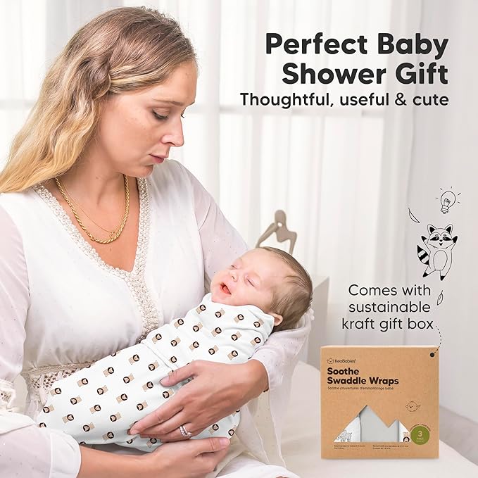 KeaBabies 3-Pack Organic Baby Swaddle Sleep Sacks - Swaddles for Newborns, Infant 0-3 Months, Baby Girls, Boys, Soft & Snug Newborn Sleep Sack, Nursery Swaddling Blankets (The Wild 2)