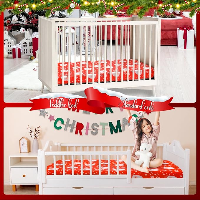 UOMNY Santa Claus Crib Sheet Christmas Fitted Crib Sheets Baby Sheet for Standard Crib and Toddler Mattresses Nursery Bedding Sheet Crib Mattress Sheets for Boys and Girls 1 Pack Space Toddler