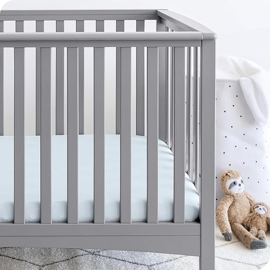 Bare Home 2-Pack Fitted Crib Sheets - Premium 1800 Ultra-Soft Microfiber - Breathable - Baby Sheet - for Boys & Girls - Fits Standard Crib and Toddler Mattresses (Sky Blue/Cloud Grey)