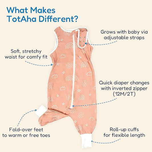 TotAha Toddler Sleep Sack with Legs, 0.5 TOG Light and Soft Baby Sleeping Bag, Walker Sleep Sack for Babies 12-24M, 2T-3T