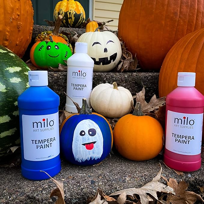milo Washable Paint for Kids | 8 Colors 16 oz Bottles | Made in the USA | Safe and Non-Toxic Tempera Paint for Arts & Crafts, Poster, Windows for Toddlers, Children, Classroom, School, Project